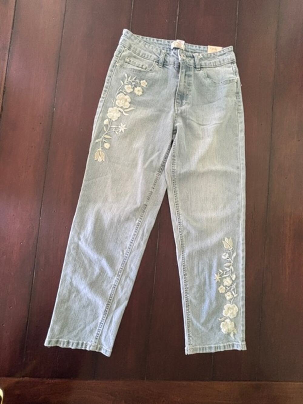 Camila Coelho Straight Ankle Floral Embroidered Jeans – Women's Size 2 – NWT